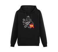 KWYXAD Calcifer Fire Heart Hoody, Studio Ghibli Howl's Moving Castle Hoodie Black