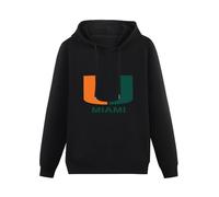 KWYXAD University Of Miami Hurricanes Black Mens Hoodies Unisex Pullover Hoody Black Sweatershirt