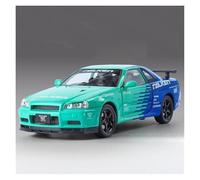 KWZGHOLJ Scale Finished Model Car 1:24 For Nissan GTR R34 Metal Diecast Car Model Simulation Scale Vehicle Ornaments Collector Die-cast Vehicle(Green)