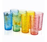 KX-WARE 18-ounce Acrylic Highball Glasses Plastic Tumbler, set of 8 Mixed-Color