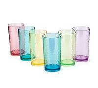 KX-WARE 20-ounce Acrylic Glasses Plastic Tumbler, set of 6 Multicolor - Hammered Style, Dishwasher Safe, BPA Free