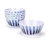 KX-WARE Blue Stripe Melamine Bowls, 6-inch 100% Melamine Cereal/Soup/Salad Bowls, set of 6