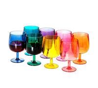 KX-WARE Classic Acrylic All-Purpose Wine Glasses, 12-ounce Plastic Stem Wine Glasses, set of 8 Multicolor