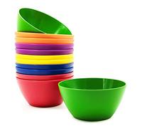 KX-WARE Plastic Bowls set of 12 - Unbreakable and Reusable 6-inch Plastic Cereal/Soup/Salad Bowls Multicolor | Microwave/Dishwasher Safe, BPA Free