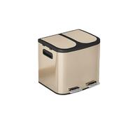 Kx9Lb8d Garbage Bin 40L Dual Bin Soft-Close Rectangular Trash can with Foot Pedal - 2 x 20 litre Bins, Stainless Steel(Gold)
