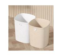 Kx9Lb8d Garbage Bin Trash Can, Plastic, Square Without Lid Waste Paper Basket for Home Kitchen Office Large/small White and Beige Two Packs(Large)