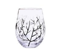 Kx9Lb8d Glassware Hand Painted Stemless Drinking Glasses, 17.8oz Colorful Glass Cups for Water Juice Beverage and Beer(White)