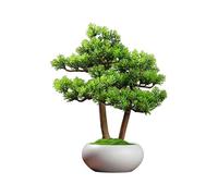 Kx9Lb8d imitation bonsai tree Simulated Welcoming Pine Bonsai Ornaments Artificial Tree Desktop Plant Decorations Small Green Plants(White)
