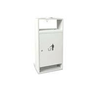 Kx9Lb8d Outdoor Garbage Cans 40L Outdoor Trash Can, Side Drop Square Metal with Two Openings, Modern Household Commercial White