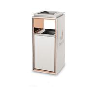 Kx9Lb8d Outdoor Garbage Cans Outdoor Trash Can Square Metal with Two Side Openings, Modern Household/Commercial White (with Ashtray)(Large)