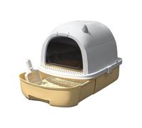 Kx9Lb8d pet toilet Enclosed Kitty Litter Box with Scoop, Large, Top Entry Anti-Splashing, Free In& Out Covered, Anti- Splashing Easy Clean Standard Litter Boxes(Yellow)