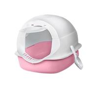 Kx9Lb8d pet toilet Fully Enclosed Splash-Proof Cat Litter Box, with Scoop, Large with Lids, Anti- Splashing Easy Clean Standard Litter Boxes(Pink)