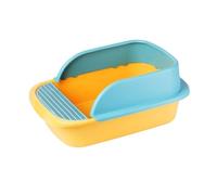 Kx9Lb8d pet toilet Kitty Litter Pan, Splashproof Semi-Closed Cat Basin, Rectangle Anti-Splash Pet Box Standard Litter Boxes(Yellow,Large)