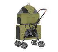 Kx9Lb8d pet toilet Portable Folding Double-deck Pet Stroller, Detachable Separation for Dogs, Cats and Pets Standard Litter Boxes(Green)