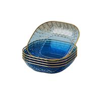 Kx9Lb8d Snack Dish Set of 5 Dipping Bowls Fruit Salad Plate Edge Stackable Living Room Home Decoration Tableware Side Dish Plate(Blue)