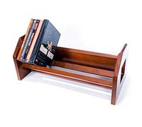 Kx9Lb8d Vinyl Storage Vinyl Record Storage Holder, Tabletop CD Display Stand, Vintage Pine Wood Music Album Store Rack, Holds up to 50 Albums or CDs record stand shelf(Black Walnut)