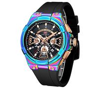 KXAITO Men's Analog Sports Watch Military Outdoor LED Digital Stopwatch Electronic Big Screen Waterproof Tactical Watch for Men, 402 g Black and Blue, Large