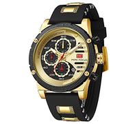 KXAITO Men's Analog Sports Watch Outdoor Military LED Stopwatch Digital Electronic Large Dual Screen Waterproof Tactical Men, 246g Black and Gold, L, Chronograph
