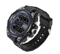 KXAITO Mens Analog Sports Watches Outdoor Military LED Stopwatch Digital Electronic Large Dual Screen Waterproof Tactical Watches for Men, 6092_Blue 09, L, Classic