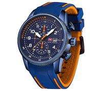 KXAITO Men's Analogue Sports Watch Military Watch Outdoor LED Stopwatch Digital Electronic Large Dual Display Waterproof Tactical Army Wrist Watch for Men, 389g Blue and Orange, Large, Chronograph