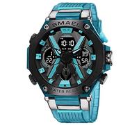KXAITO Mens Military Sports Watch Waterproof Date Date Display LED Alarm Stopwatch 8087, 8087 Translucent Turquoise, Large, Military