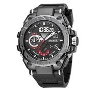 KXAITO Men's Watches Sports Outdoor Waterproof Military Watch Date Multi Function Tactics LED Alarm Stopwatch, 03_8060_Black, L