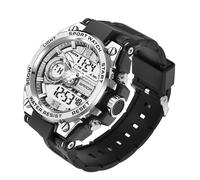 KXAITO Men's Watches Sports Outdoor Waterproof Military Watch Date Multi Function Tactics LED Alarm Stopwatch, 6092_Silver, Large, classics, 6092_Silver, Large, classics