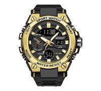 KXAITO Men's Watches Sports Outdoor Waterproof Military Watch Date Multi Function Tactics LED Face Alarm Stopwatch for Men (3311 Gold), 3311 Gold, Large, 3311 Gold, Large