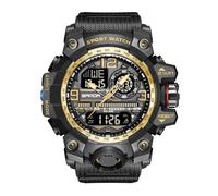 KXAITO Men's Watches Sports Outdoor Waterproof Military Watch Date Multi Function Tactics LED Face Alarm Stopwatch for Men 3133, 3133_Black Gold, Large, large, strap