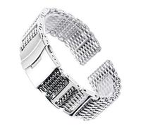KXAOXGRC Adjustable Mesh Stainless Steel Watch Strap, Stainless Steel Mesh Band Replacement Folding Clasp Silver 20-24mm 2 Spring Bars