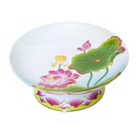 KXAOXGRC Chinese Ceramic Decorative Plate Ornaments, Buddhist Hall Decoration, 7inch Ceramics Fruit Dish Ornaments Buddha Tribute Plate Supplies