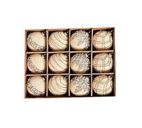 KXAOXGRC Christmas decorative ball, 12 PCS 60mm/2.36 Inches Rustic Farmhouse Christmas Decorations, Large Shatterproof Luxury Hand-Painted Xmas Ornaments for Christmas Tree,(Cream)