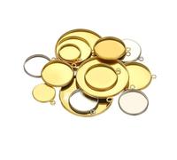 KXAOXGRC Pendant Trays with, 60pcs Stainless Steel Round Pendant Trays 6-30mm Cabochon Cameo Setting Jewelry Making(Z1308G1-20)