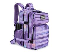 KXBUNQD 45L Military Tactical Backpack Hiking Backpacks Tactical Gear Camo Back Pack Army Molle Bag Rucksack Fitness Daypack, Purple stars