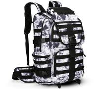 KXBUNQD 50L Military Tactical Backpack Hiking Waterproof Backpack Large Military Pack 3 Day Assault Pack Molle Bag Rucksack, White Camo, L, Backpacks