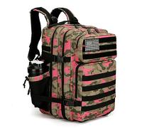 KXBUNQD Military Tactical Backpack for Men and Women Army 3 Days Assault Pack Bag Large Rucksack with Molle System, Pink Camo, Rucksack Backpacks