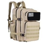 KXBUNQD Military Tactical Backpacks For Men Molle Daypack 45L 3 Days Assault Pack Bag Large Rucksack with Molle System Bag, Shallow Khaki, L, Oxford Waterproof Fabric