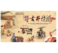kxcghlsglj Custom Size 3D Mural Guangdong Cuisine Cantonese Cuisine Gujing Roast Goose Background Wall-200Cm×140Cm
