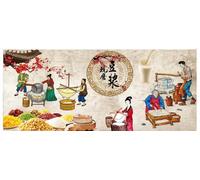 kxcghlsglj Custom Size 3D Mural Nostalgic Original Soybean Milk Background Wall-300Cm×210Cm