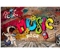 kxcghlsglj Custom Size Mural Nostalgic Music Graffiti Bar Background Wall-350Cm×245Cm