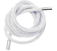 KXCVBNKLJ Cotton Drawstrings with Metal Lock Ends, 120cm 6mm Multicolor Rhinestone Drawstring Replacement Cord For Hoodies Trousers(White-1)