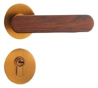 KXCVBNKLJ Door Handle with Lock Indoor Solid Wood Grain Door Lock Bedroom Indoor Split Silent Chinese Style 35-50mm(Yellow Ancient 35-50mm)