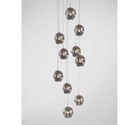 KXEcoLife 10 Glass Balls Pendant Light Staircase Chandelier Duplex Building Large Living Room Villa Hollow Modern Minimalist Lamp Long 55x200cm (Color : Gray) Made in China