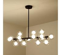 KXEcoLife 16-Light Black Large Chandeliers Pendant Lights Globe Sputnik Chandelier Magic Bean Molecular Hanging Lighting, Modern Linear for Living Room Dining (Clear Shade)