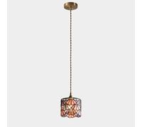 KXEcoLife 5.1" Tiffany Style Pendant Light Stained Glass Hanging Lamp for Kitchen Island, Dining Room & Bedroom Vintage Mini Chandelier Ceiling Lighting Fixture E27 Droplight