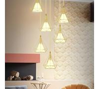 KXEcoLife 6-Head Creative Diamond Staircase Chandelier Nordic Modern Minimalist Loft Duplex Pendant Light Stairway Hanging Lamp Stairwell Decorative Lighting Fixture E27,Gold