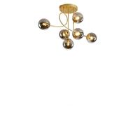 KXEcoLife 6-Lights Magic Bean Molecular Chandelier, Sputnik Chandelier Mid Century Globe Ceiling Light Fixture for Living Room Restaurant Kitchen(Gold+Ashtray lampshade)