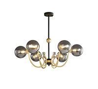 KXEcoLife 8-Light Chandelier, Metal Glass Pendant Lighting,Black Ceiling Lights Adjustable Height Lighting Fixture for Living Room,Dining Room,Bedroom-Black 3 94x28cm Household faucets