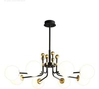 KXEcoLife 8Light Vintage Sputnik Chandelier Lighting Classic Glass Globe Hanging Pendant Lamp Matte Black Mid Century Modern Light Fixtures for Dining Room Kitchen Living