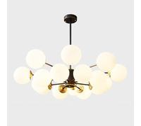 KXEcoLife All-Copper Nordic Molecular Lamp Magic Bean Chandelier, Modern and Simple Restaurant Minimalist Copper Ceiling Light, Stylish Pendant Light,Black,8+8 heads